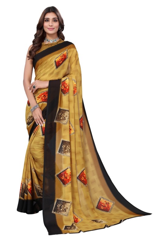 Fancy Georgette Printed Saree With blouse